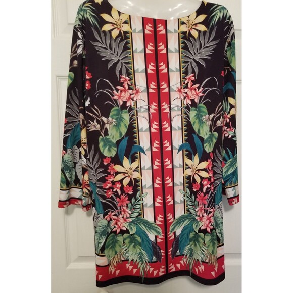 Worthington Women's Tunic Top Size XXL Tropical Multicolor Metal Neckline Accent - Picture 3 of 6